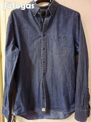 Tommy Hilfiger M-es kék férfi elegáns pamut ing