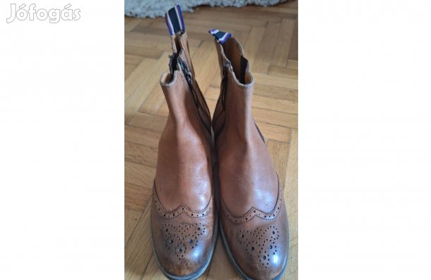 Tommy Hilfiger tisztabőr barna bokacsizma, 39-es