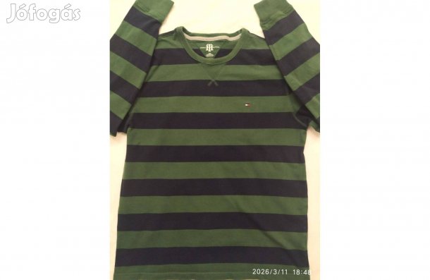 Tommy Hilfiger zöld / kék csíkos pulóver (L)