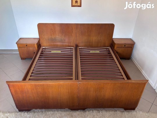 Tömör fa ágy éjjeliszekrény ágykeret ágyrács franciaágy Erzsébet háló
