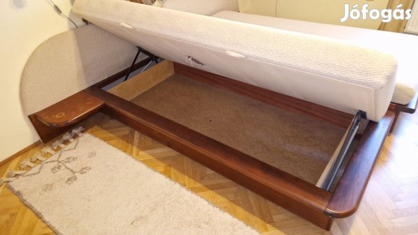 Tömör fa ágy heverő 90x200cm ágyneműtartóval