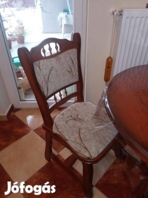 Tömör fa étkezőasztal 6 székkel