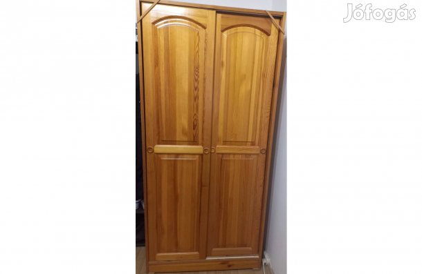 Tömör fenyő gardróbszekrény-masszív, szép állapot, 90X60X190