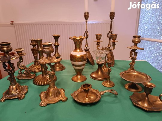 Tömör réz gyertyatartó készlet