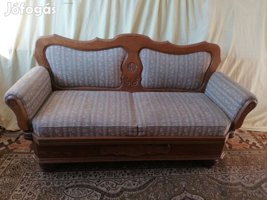 Tömör tölgy faragott ágyneműtartós kanapé