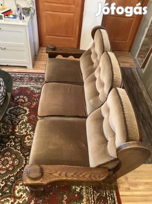 Tömör tölgy ülő garnitúra és márvány asztal