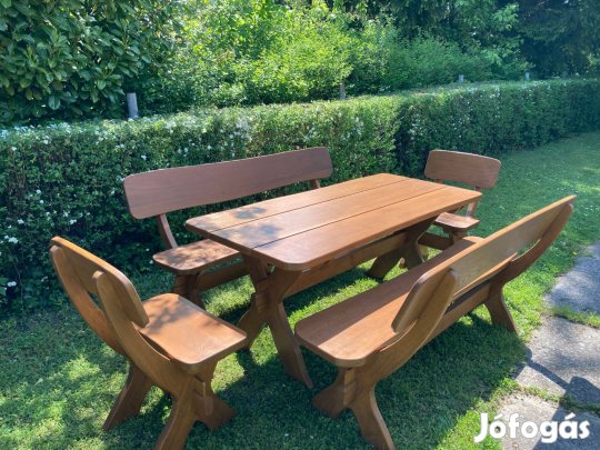 Tömör tölgyfa kerti garnitúra