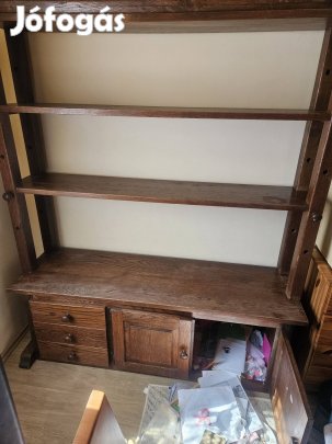 Tömör tölgyfa szekrény könyves holland bútor