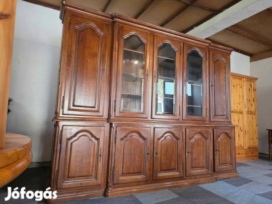 Tömör tölgyfa vitrin, szekrény, tálaló, tálalószekrény, szekrénysor