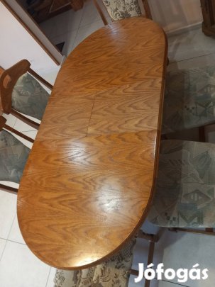 Tömörfa étkező asztal 6 székkel