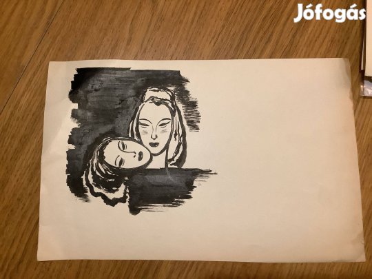 Toncz Tibor eredeti karikatúra rajza 31 x 20 cm