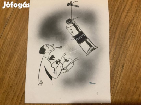 Toncz Tibor eredeti karikatúra rajza a Szabad Száj c. lapnak 16 x 21 c
