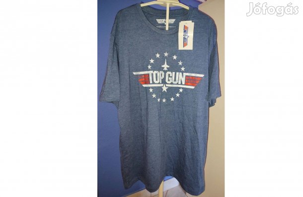 Top Gun új, címkés szürkés kék póló (L)