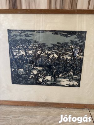 Török Endre Kocsis pihenő? Lino metszet szignozott