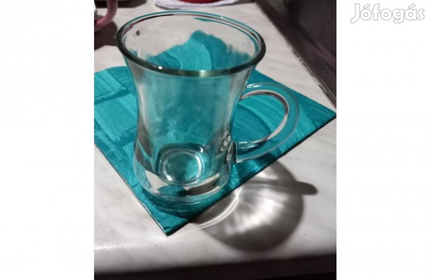 Török üveg teás bögre 1 dl - Új , 9 cm magas, 6, 5 cm átmérő