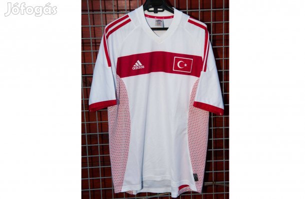 Török válogatott 2002-es eredeti fehér piros adidas mez