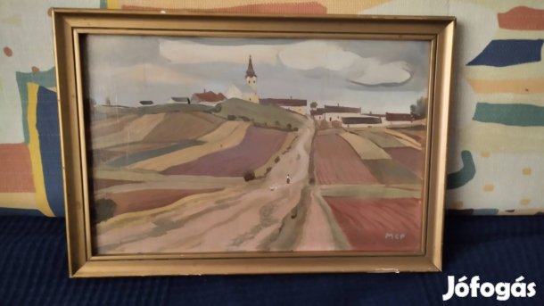 Törökkoppány olaj festmény Molnár C.Pal