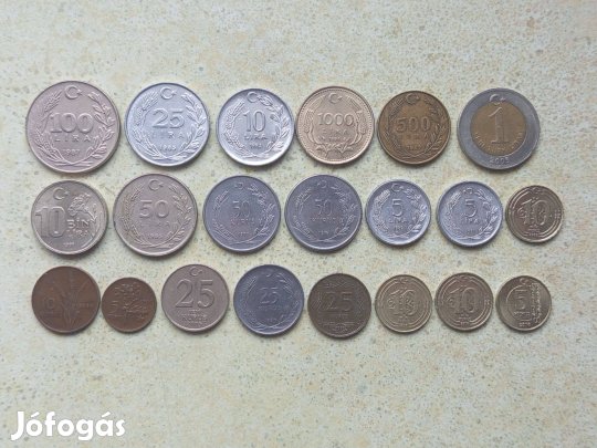 Törökország 21 db Különböző Érme Kurus és Líra 1959-2018