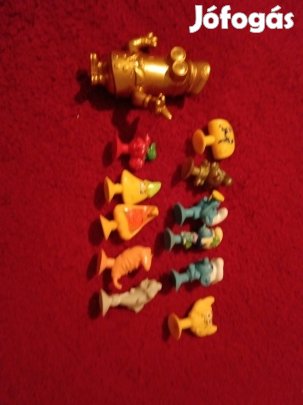 Törpök, furulya, kacsa, játekfigurák