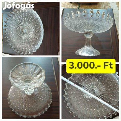 Tortatál, süteménykínáló tál - talpas