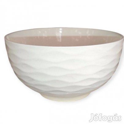 Törtfehér porcelán tál dombornyomott mintával 650 ml