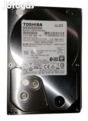 Toshiba 2TB HDD merevlemez SATA 3.5" 100/100 #Gngs