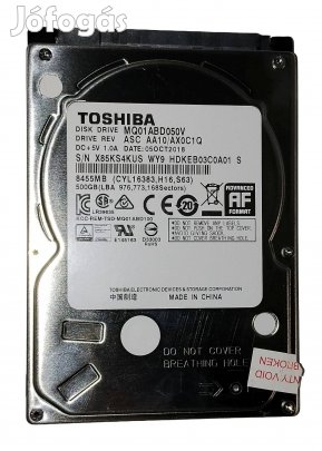 Toshiba 500GB laptop / notebook HDD merevlemez SATA 2.5" 100/100 #4KUS