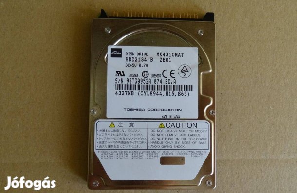 Toshiba MK4310 2.5" IDE (PATA) laptop merevlemez