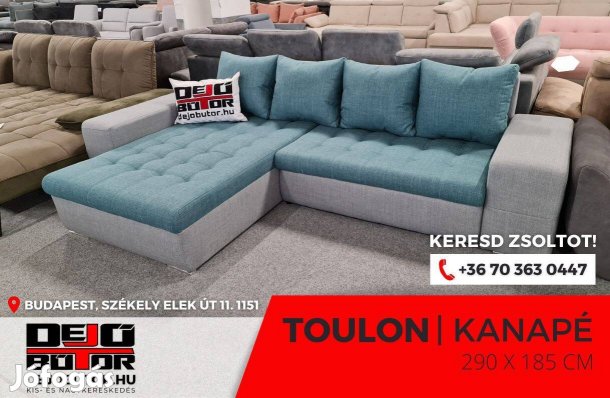 Toulon 2 sarok kanapé bútor ülőgarnitúra 290x185 cm kék ágyazható
