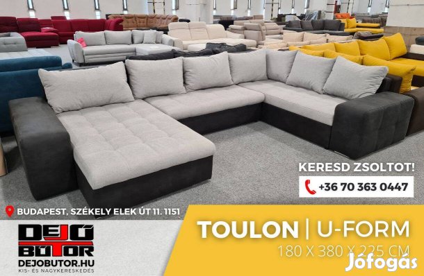 Toulon II. ualak kanapé ülőgarnitúra 185x380x220 cm grey ágyazható