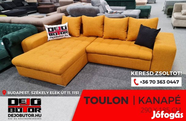 Toulon II sarok kanapé bútor ülőgarnitúra 290x185 cm sárga ágyazható
