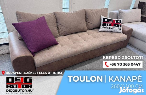 Toulon bézs párnás kanapé ülőgarnitúra 260x100 cm ágyazható