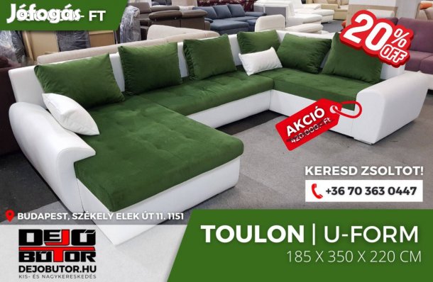 Toulon régi sarok kanapé ülőgarnitúra ualak 185x350x220 cm zöld