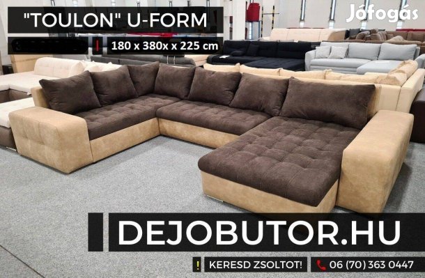 Toulon sarok kanapé bútor ülőgarnitúra 180x380x180 cm ualak bézs braun