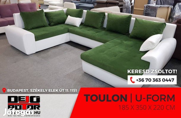 Toulon ualak kanapé ülőgarnitúra 185x350x220 cm zöld ágyazható