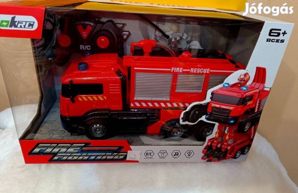 Transformers tűzoltóautó LED fényekkel, vízágyúval, Új