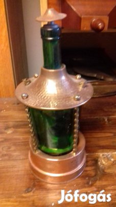 Trégi a 60-as évekbeli zenélő üveg réz tartó felhúzós