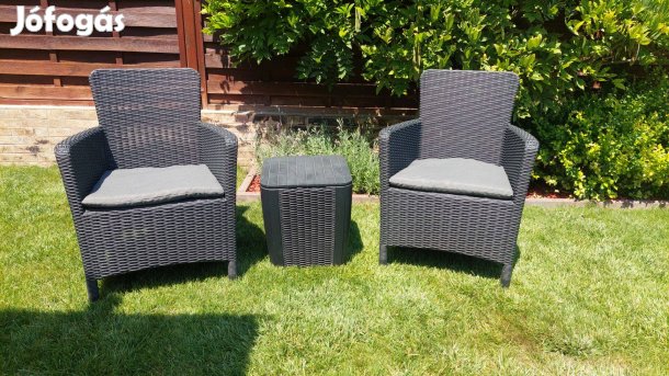 Trenton Balcony grafit rattan hatású kerti bútor szett