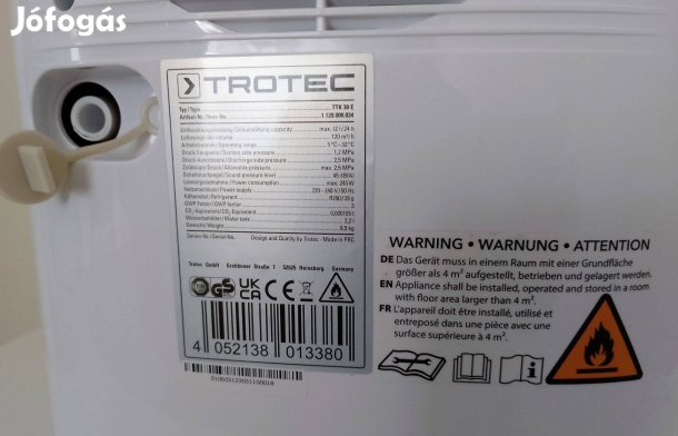 Trotec TTK 30 E páramentesítő eladó!