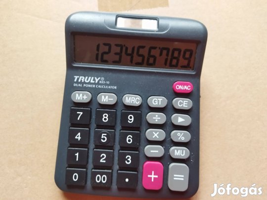 Truly 833-10 dual power számológép elemtartó fedél nélkül működik