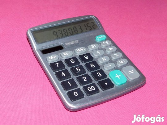 Truly 837A-12 nagy kijelzős, nagy gombos, elemes, napelemes számológép