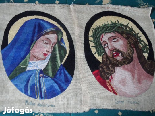 Tűgobelin vallási kép, szentkép ( 2 db. )