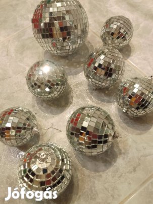 Tükör gömb disz ezüst. 8db