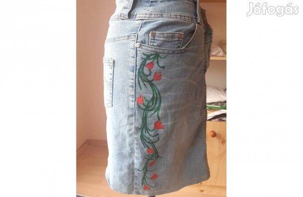 Tulipán mintás farmerszoknya 38-as