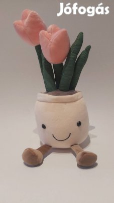 Tulipán plüss virág Valentinre 32cm Új számlával pink készleten