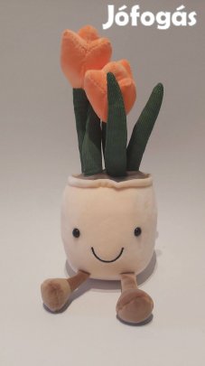 Tulipán plüss virág alkalmakra 32 cm Új készleten számlával narancssár