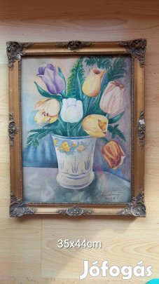 Tulipáncsokor festmény 1954