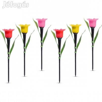 Tulipánlámpa 6 darab LED-es szolár - sárga / piros / rózsaszín - 31 cm