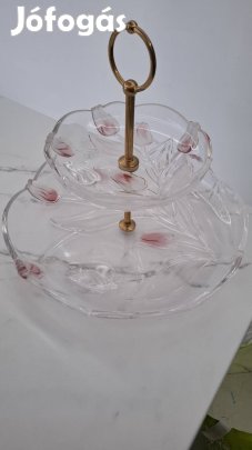 Tulipános emeletes üveg kínáló