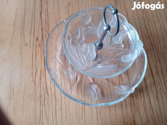 Tulipános üveg tálaló eladó!